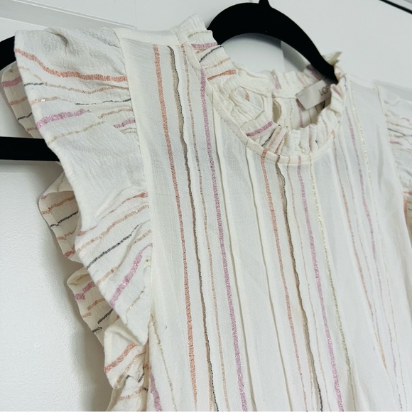 LOFT Shimmer Stripe Pintucked Flutter Tank Top Size Small - Picture 6 of 9